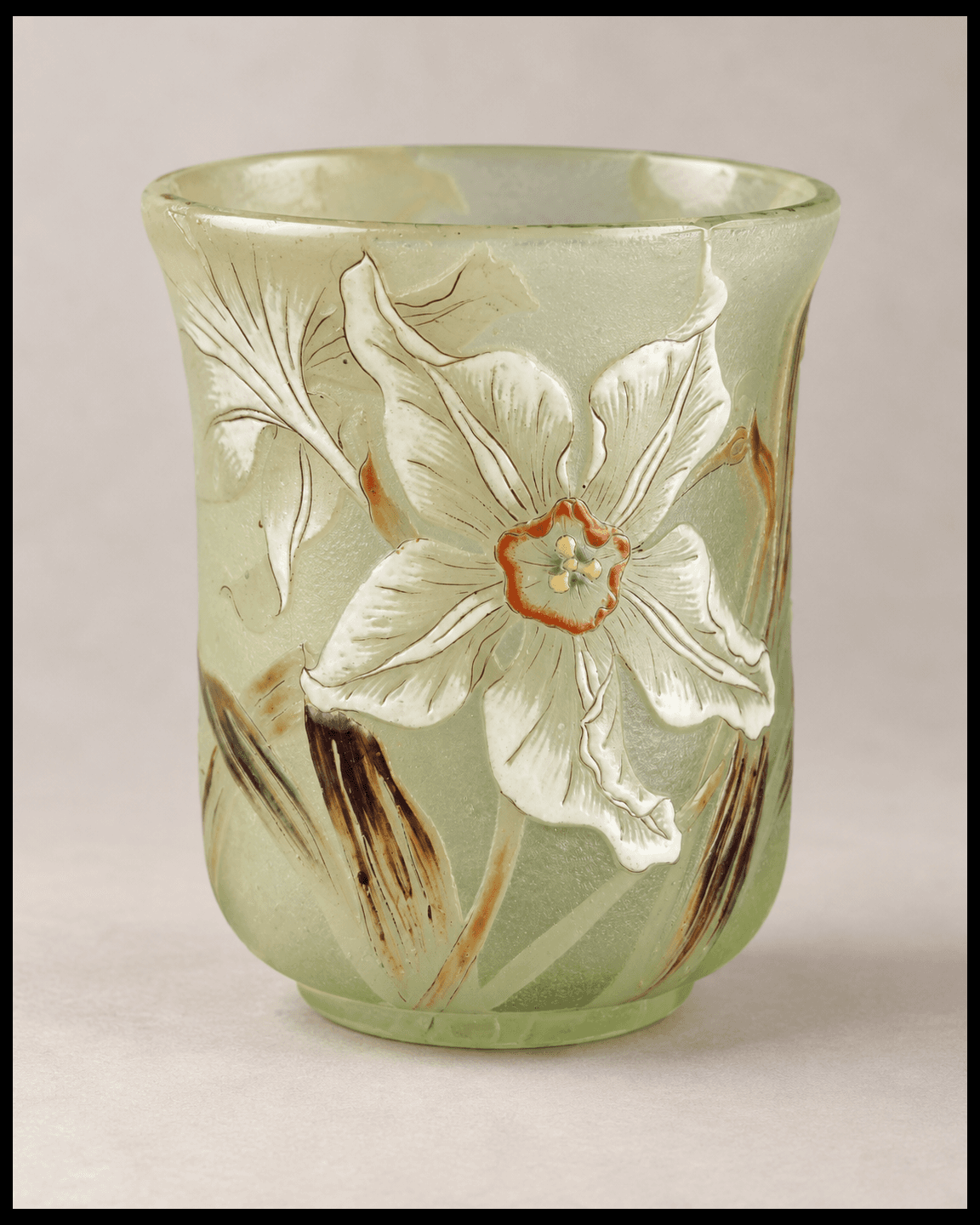 Emile Gallé, vase en pâte de verre, vers 1900 — vue studio reconstituée et illustrative