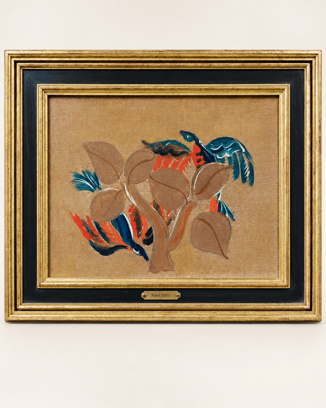 Raoul Dufy (1877-1953), l’arbre aux oiseaux, hst, ca1924, certif. authenticité, 41x50cm encadré — vue studio reconstituée et illustrative