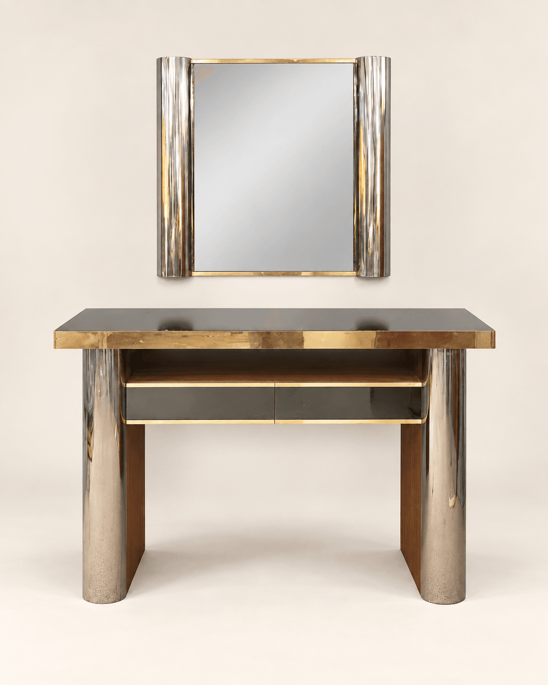 Console et miroir de style Hollywood Regency, travail italien, vers 1970. — vue studio reconstituée et illustrative