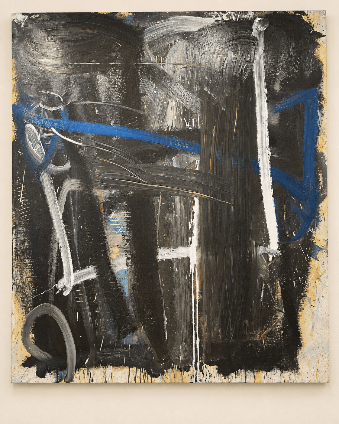 Yves Zurstrassen, artiste belge, « Le Géophage », huile sur toile signée et datée au dos, 1969 — vue studio reconstituée et illustrative