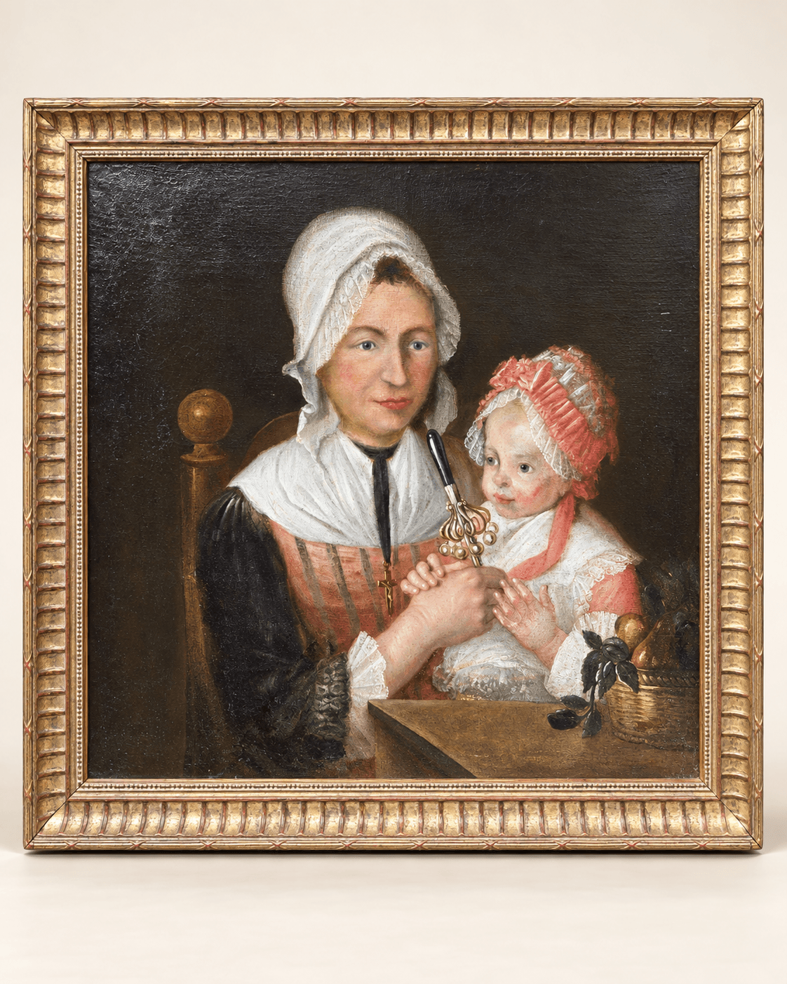 Huile sur toile "Nurse et enfant" XVIIIe