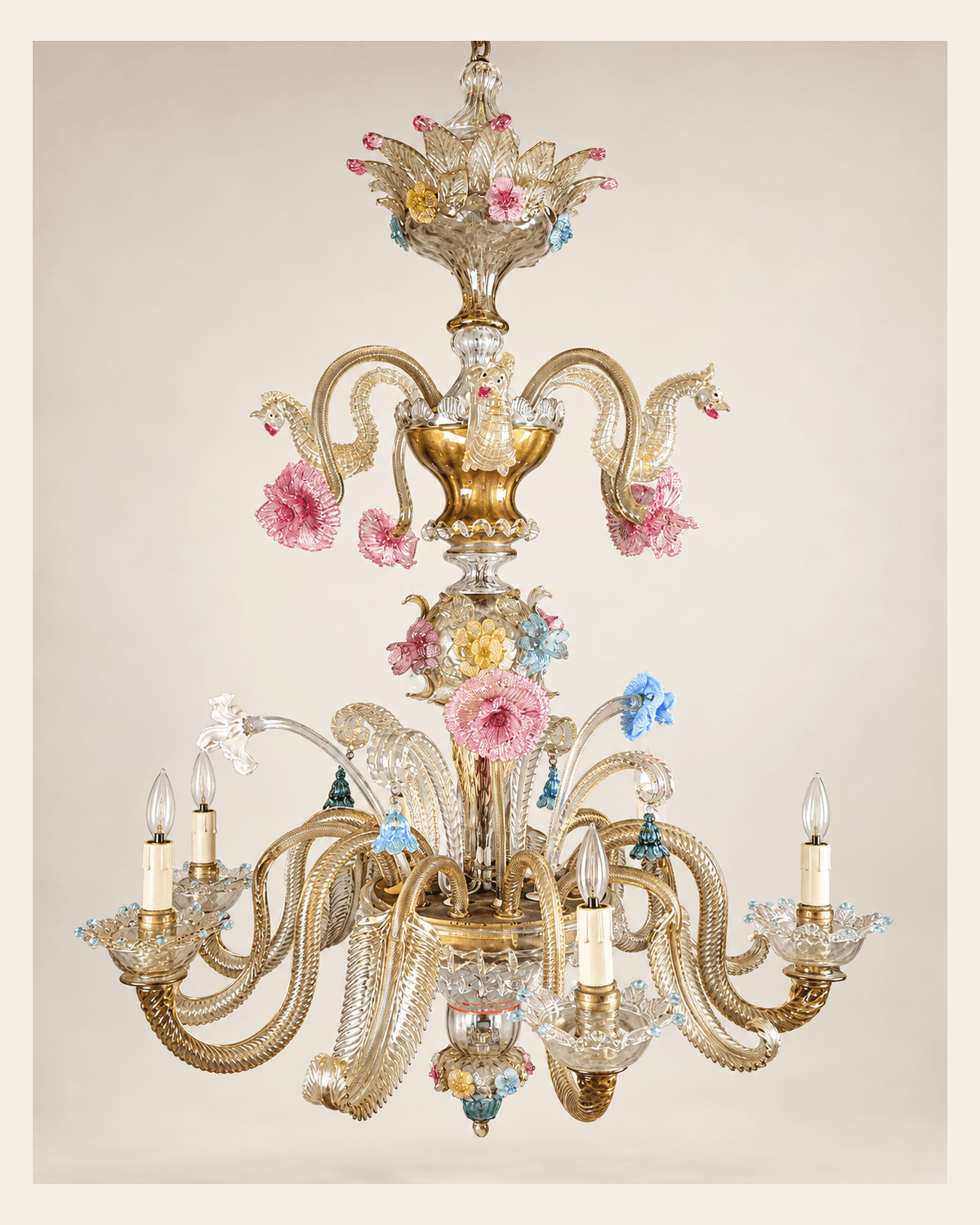 Lustre Murano multicolore, fin XIXe début XXe