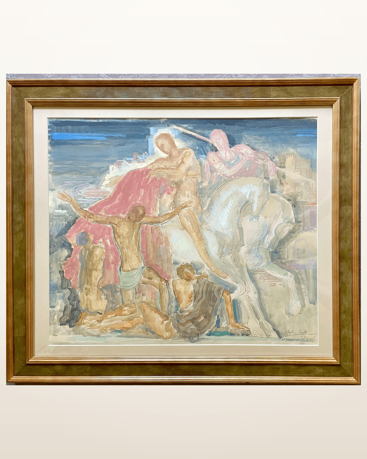 Anto Carte (1886-1954), aquarelle/papier, signée, Saint-Martin, ca1915, 45x54 cm(60x70cm).