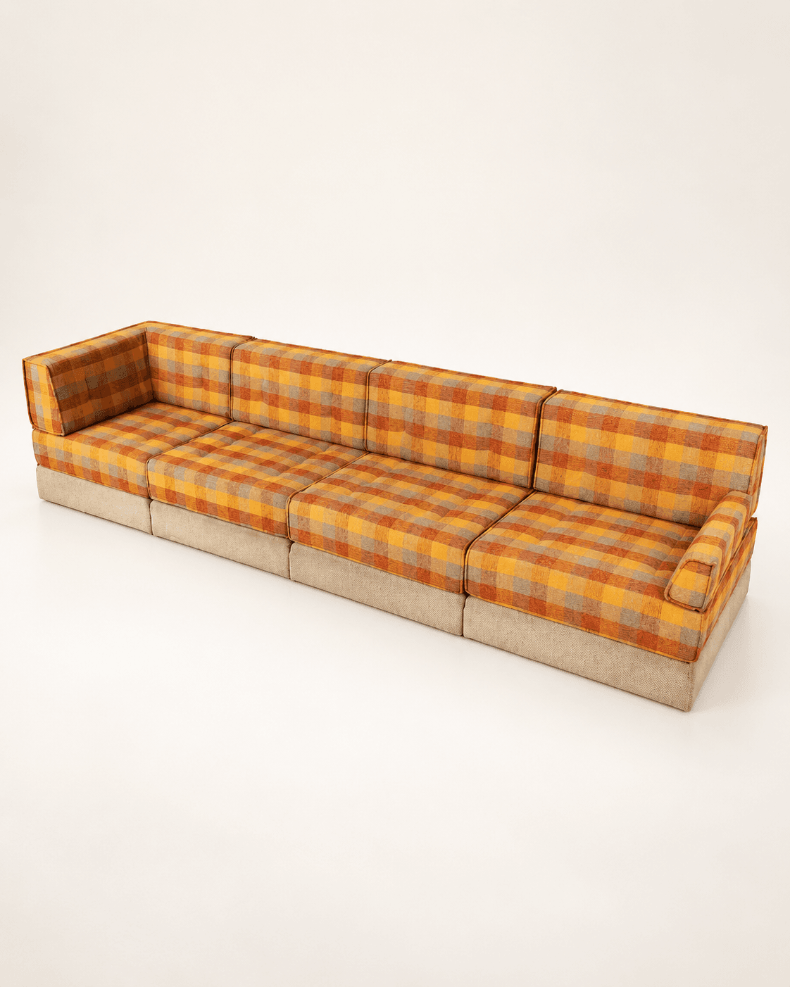 Canapé modulaire moderne du milieu du siècle, tissu d'origine, années 1970