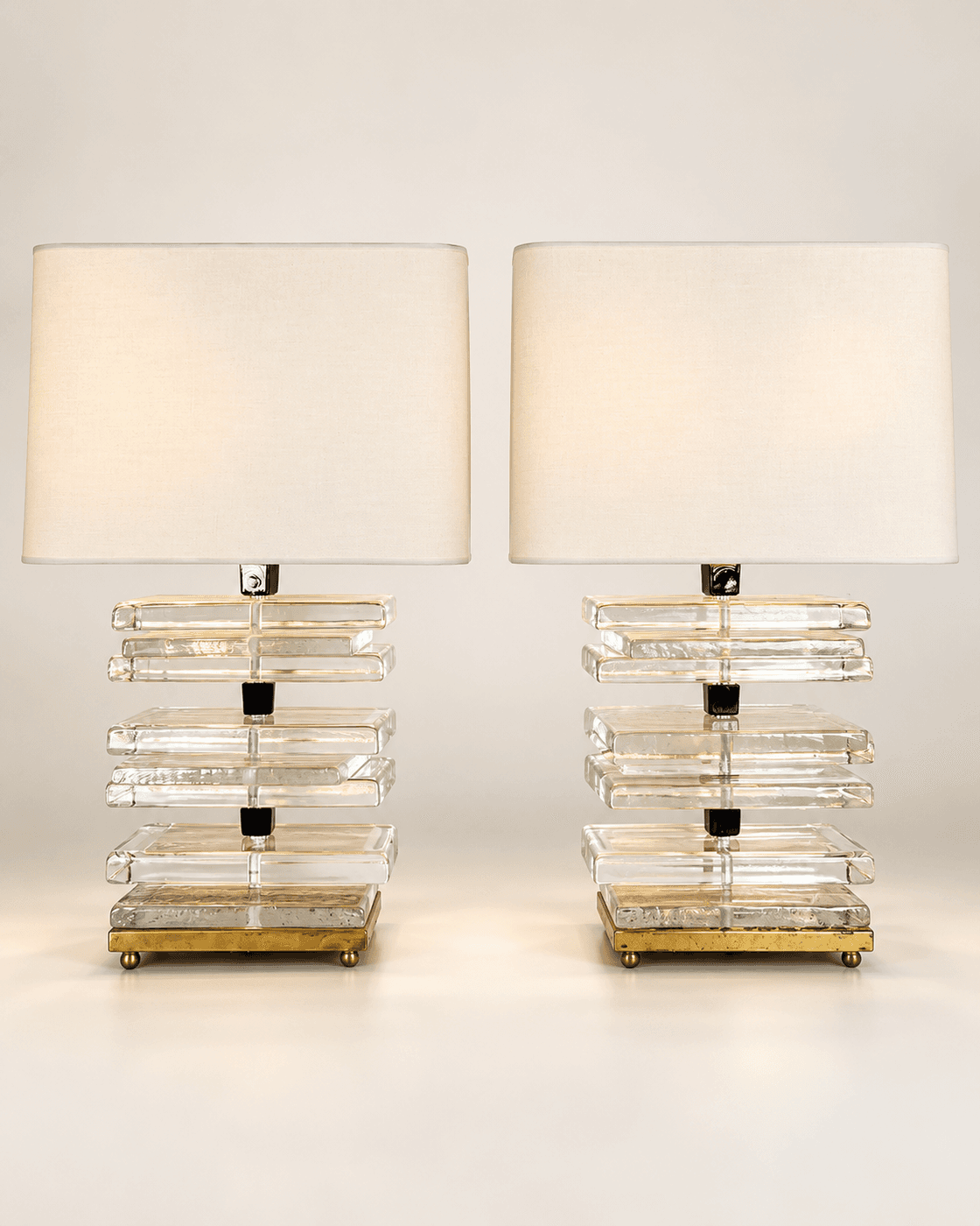 Paire de lampes en verre, Italie XXe