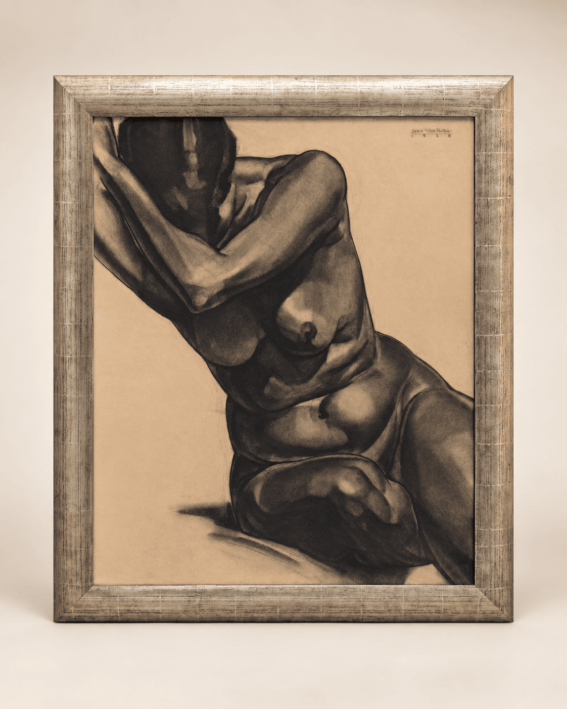 Jean van Noten, Fusain "femme nue" signé et daté 1928