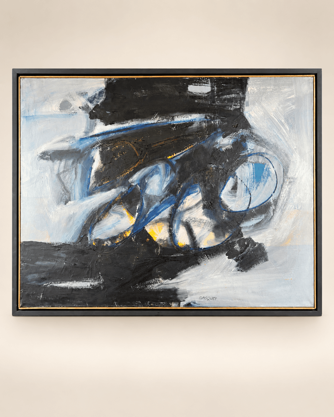 Huile sur toile," Mécanique 5", Maurice Gasquet (1931-2009)
