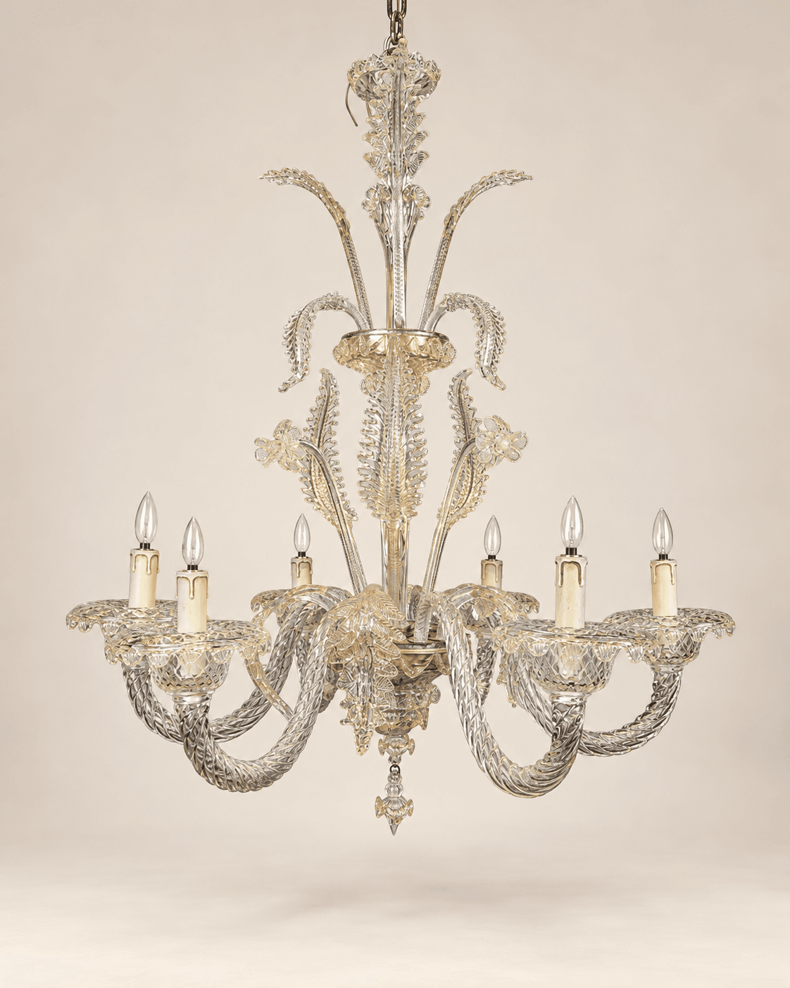 Lustre en verre de Murano à 6 lumières
