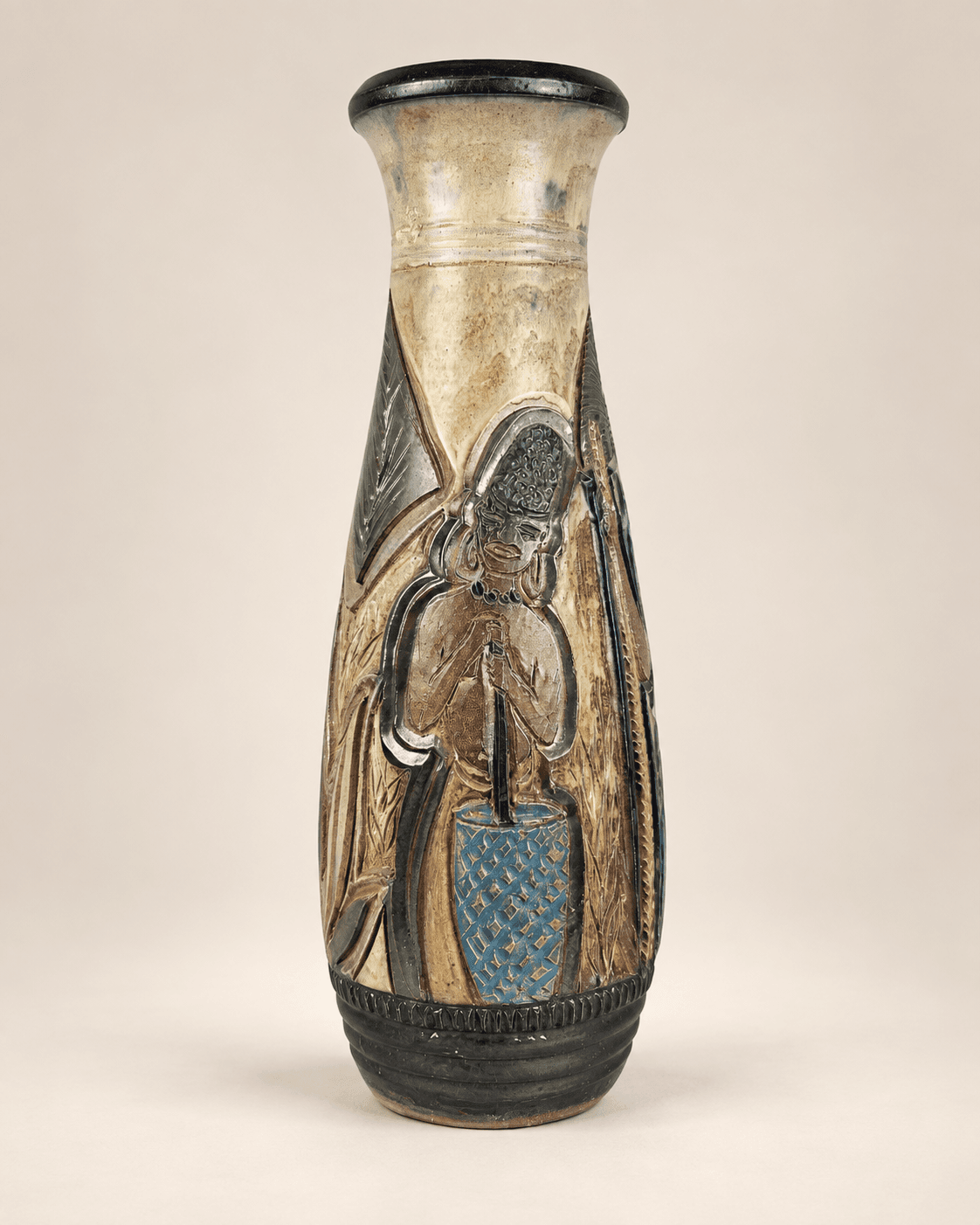 Vase en grès à décor africain, Roger Guérin