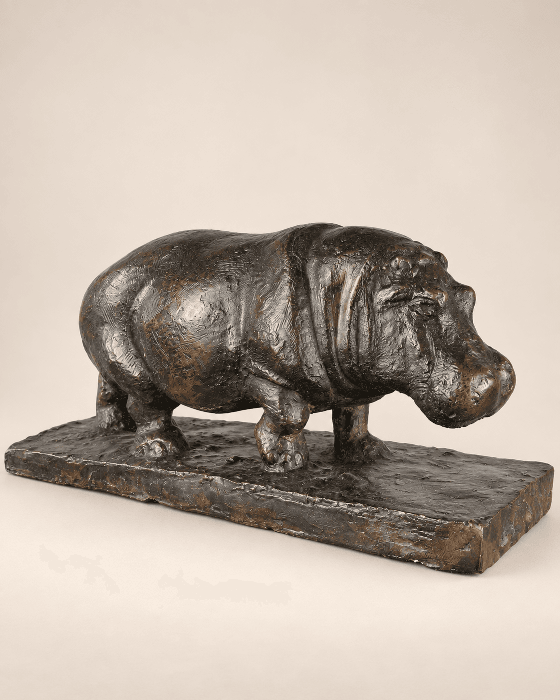 Geldhof Herbert, sculpture en bronze a patine brune "Hippopotame"