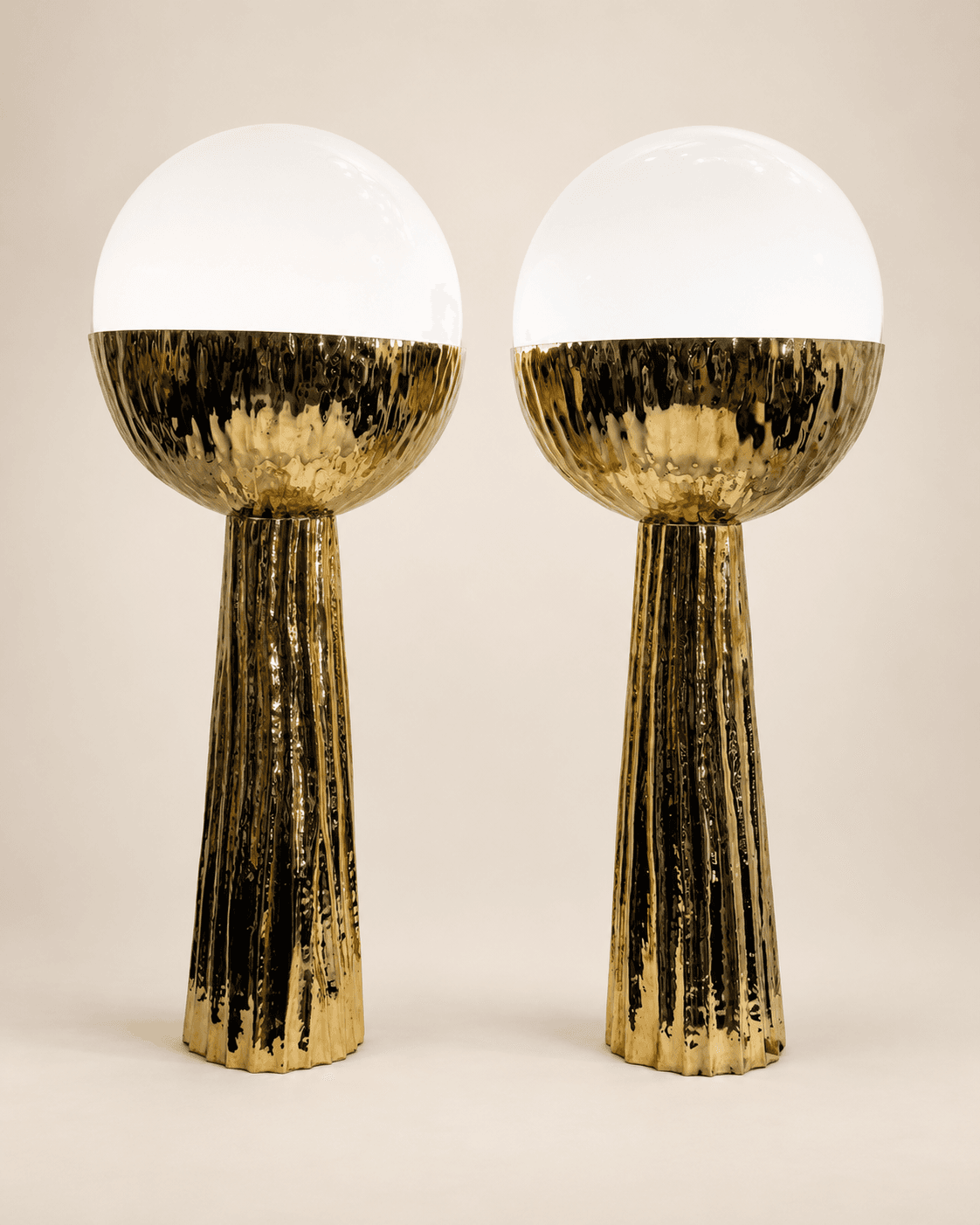 paire de lampes dorées vintage