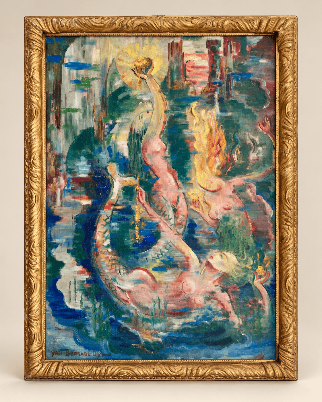 Yan B. Morel-Dyl (1887-1944), Rheingold, huile sur panneau, signée, 1937, dim:74x51 cm, encadré