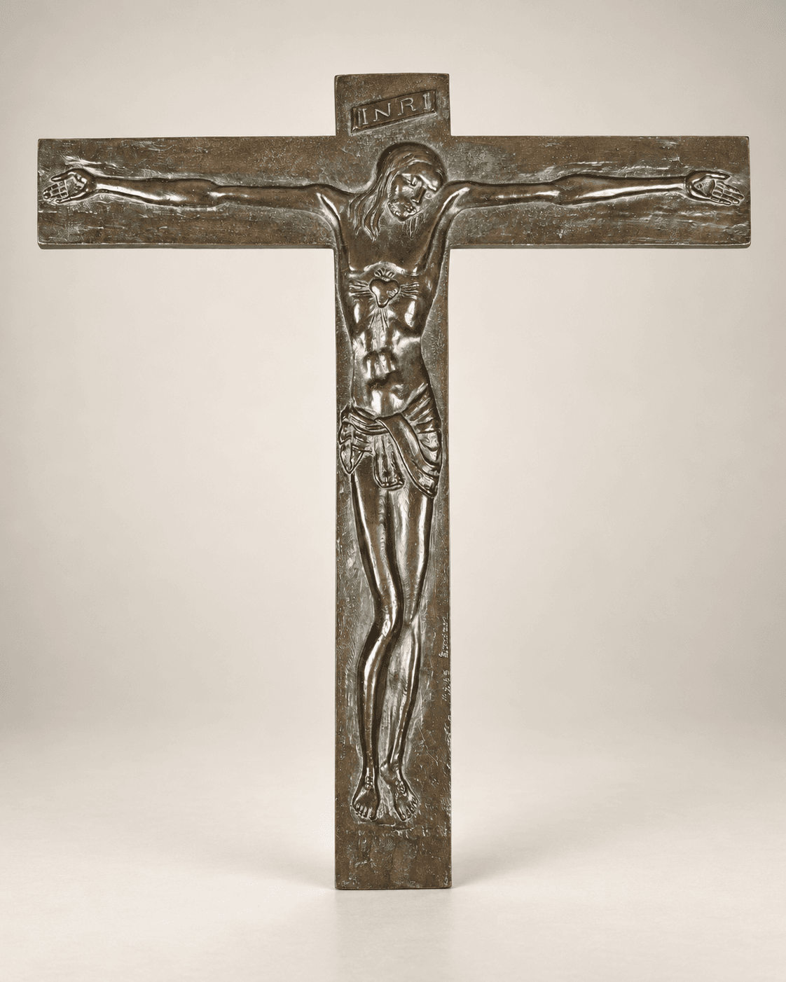 Crucifix en bronze signé Szwarc Marek pour JOC