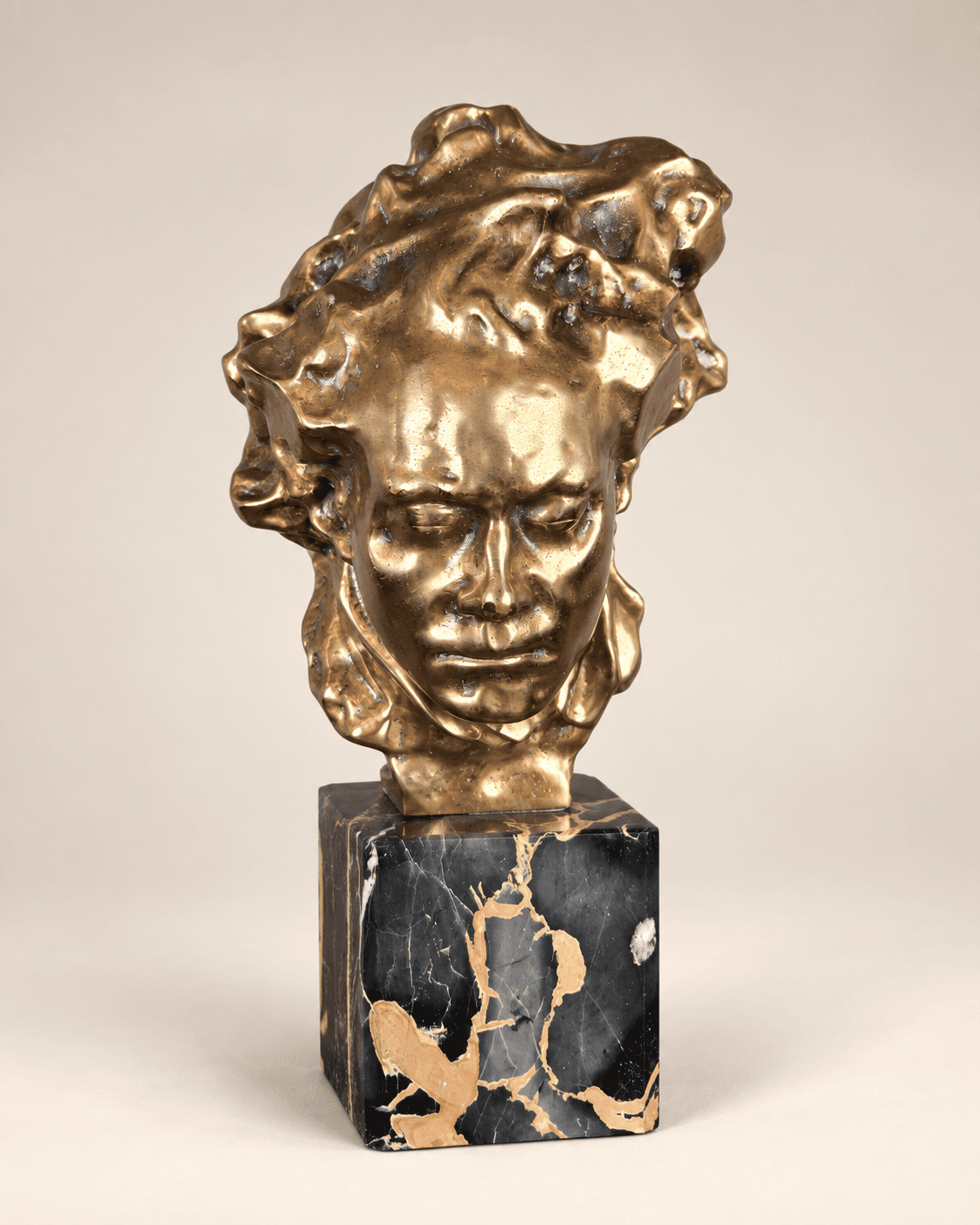 Bronze de Beethoven sur socle en marbre, Alfredo Pina, XXe siècle