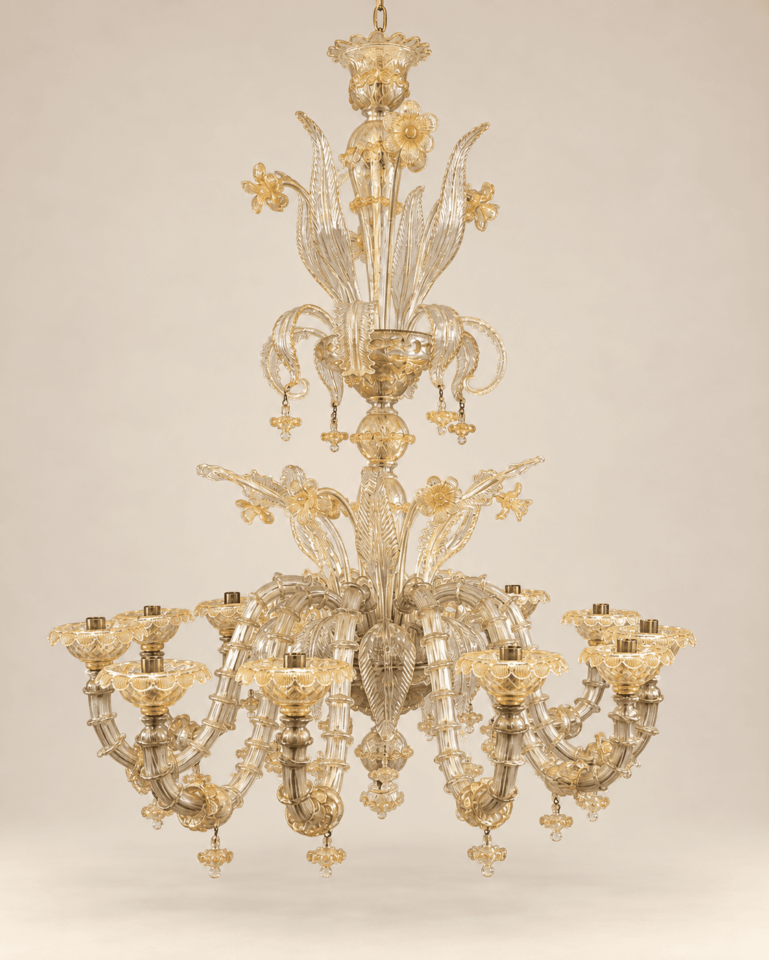 Important lustre Murano Rezzonico à 12 bras de lumière